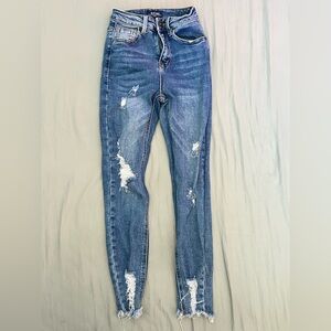 Wax Jean Distressed Denim Skinny Jeans